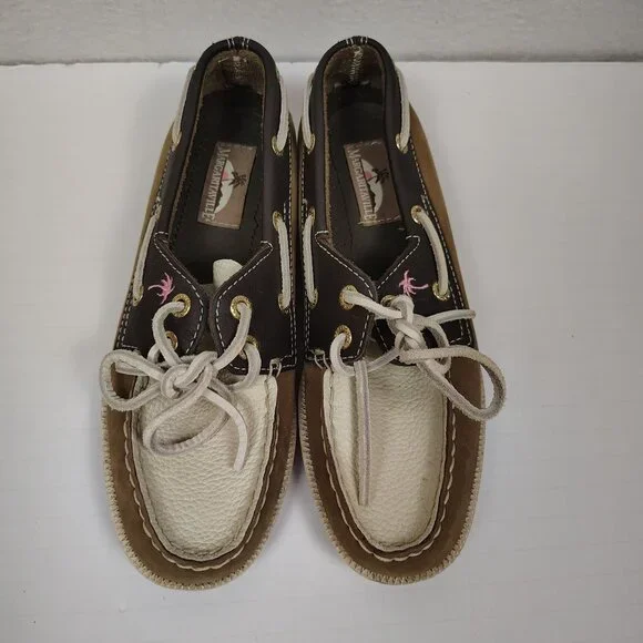 Margaritaville Leather Boat Shoes Womens sz 6 - Picture 2 of 11